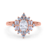 Floral Oval Natural Stone Wedding Ring