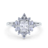 Floral Oval Natural Stone Wedding Ring