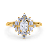 Floral Oval Natural Stone Wedding Ring