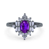 Floral Oval Natural Stone Wedding Ring