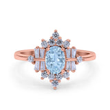 Floral Oval Natural Stone Wedding Ring
