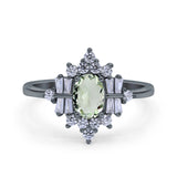 Floral Oval Natural Stone Wedding Ring