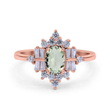 Floral Oval Natural Stone Wedding Ring