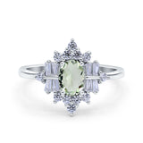 Floral Oval Natural Stone Wedding Ring
