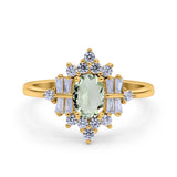 Floral Oval Natural Stone Wedding Ring