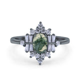 Floral Oval Natural Stone Wedding Ring
