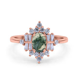 Floral Oval Natural Stone Wedding Ring