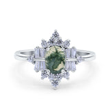 Floral Oval Natural Stone Wedding Ring