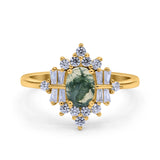 Floral Oval Natural Stone Wedding Ring