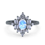 Floral Oval Natural Stone Wedding Ring