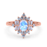 Floral Oval Natural Stone Wedding Ring