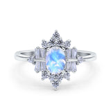 Floral Oval Natural Stone Wedding Ring