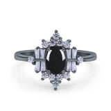 Floral Oval Natural Stone Wedding Ring