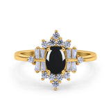 Floral Oval Natural Stone Wedding Ring