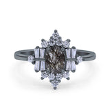 Floral Oval Natural Stone Wedding Ring