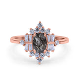 Floral Oval Natural Stone Wedding Ring