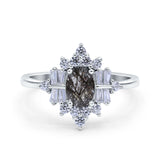 Floral Oval Natural Stone Wedding Ring