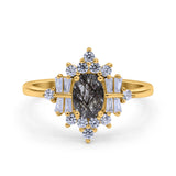 Floral Oval Natural Stone Wedding Ring
