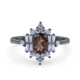 Floral Oval Natural Stone Wedding Ring