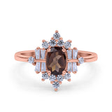 Floral Oval Natural Stone Wedding Ring