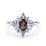 Floral Oval Natural Stone Wedding Ring