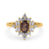 Floral Oval Natural Stone Wedding Ring
