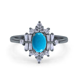 Floral Oval Natural Stone Wedding Ring