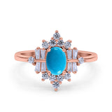 Floral Oval Natural Stone Wedding Ring