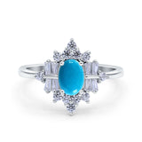 Floral Oval Natural Stone Wedding Ring