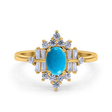 Floral Oval Natural Stone Wedding Ring