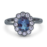 Art Deco Oval Natural Stone Flower Ring