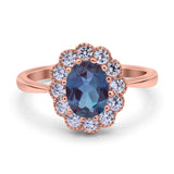 Art Deco Oval Natural Stone Flower Ring