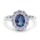 Art Deco Oval Natural Stone Flower Ring