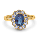 Art Deco Oval Natural Stone Flower Ring