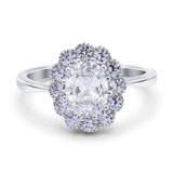 Art Deco Oval Natural Stone Flower Ring