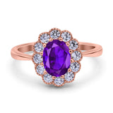 Art Deco Oval Natural Stone Flower Ring