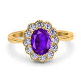 Art Deco Oval Natural Stone Flower Ring