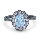 Art Deco Oval Natural Stone Flower Ring
