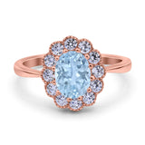 Art Deco Oval Natural Stone Flower Ring