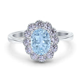 Art Deco Oval Natural Stone Flower Ring