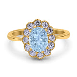 Art Deco Oval Natural Stone Flower Ring