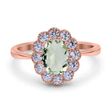 Art Deco Oval Natural Stone Flower Ring