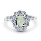 Art Deco Oval Natural Stone Flower Ring