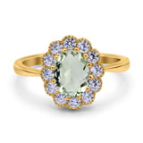 Art Deco Oval Natural Stone Flower Ring