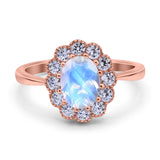 Art Deco Oval Natural Stone Flower Ring