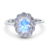 Art Deco Oval Natural Stone Flower Ring