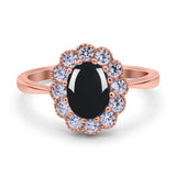 Art Deco Oval Natural Stone Flower Ring