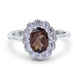 Art Deco Oval Natural Stone Flower Ring