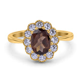 Art Deco Oval Natural Stone Flower Ring