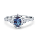 Art Deco Oval Natural Stone Halo Ring
